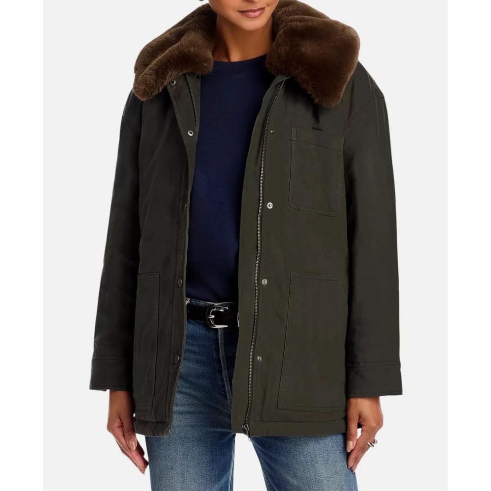 Rails Womens Green Tessuto Faux Fur Collar Jacket Size XS